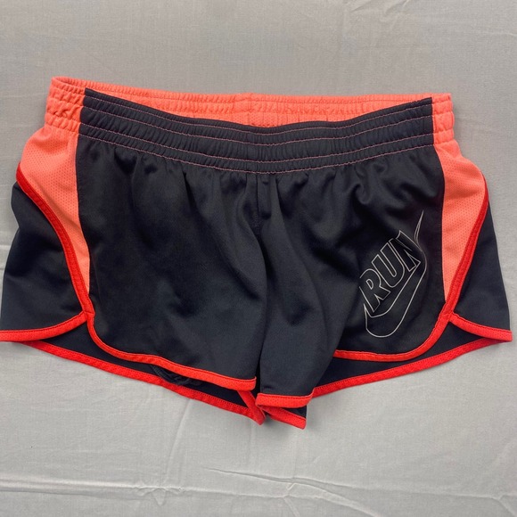Nike Pants - Nike Dri-FIT Running Shorts Womens Medium Black Neon Coral Graphic Athletic